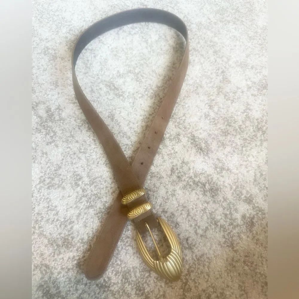 Carlisle & Karen CALLAN Tan Suede Statement Belt L